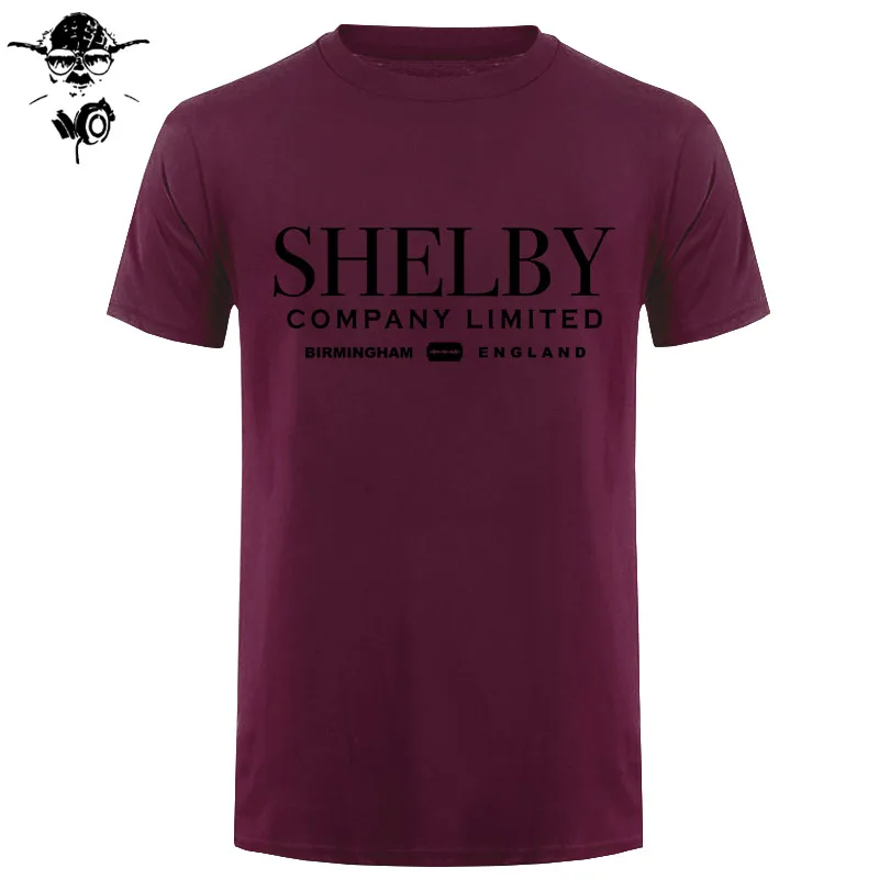 Shelby компания ограниченная вдохновленная Peaky blinds печатные футболки Топ тройник хлопок юморная Мужская футболка с круглым вырезом под горло черный стиль - Цвет: maroon black