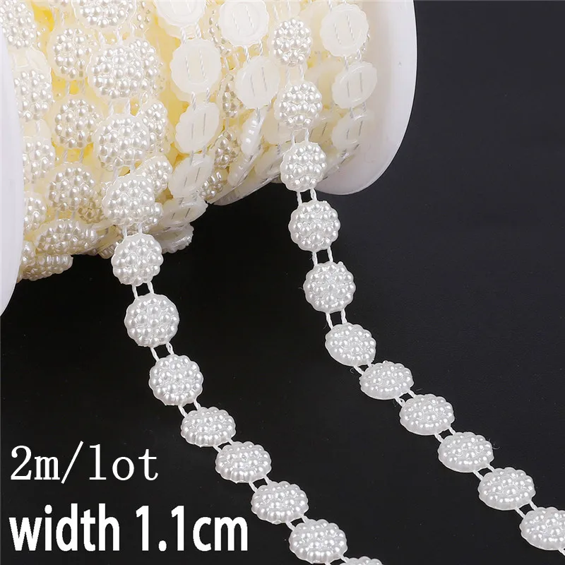 1.1cm 2m 1/1. 5/2 м/лот; многоразмерные х из пластика ABS, имитация жемчужные бусы отделкой цепочкой для DIY Свадебная вечеринка украшения ювелирных изделий ремесла аксессуары - Цвет: 1.1cm 2m