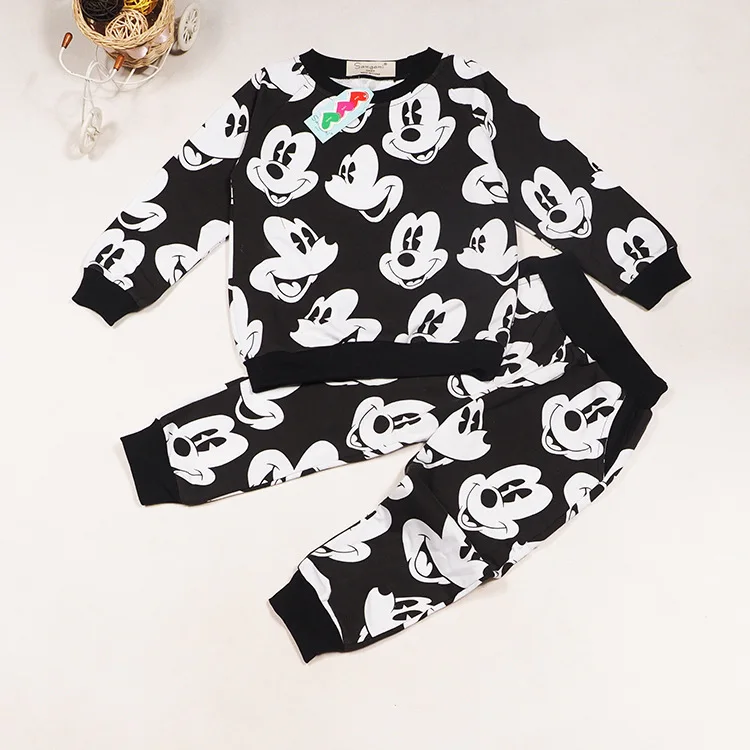 Fashion baby Boys Girls clothing sets Mickey Cartoon Printing kids clothes long sleeve tops + pants suits for boy JM21 | Детская одежда