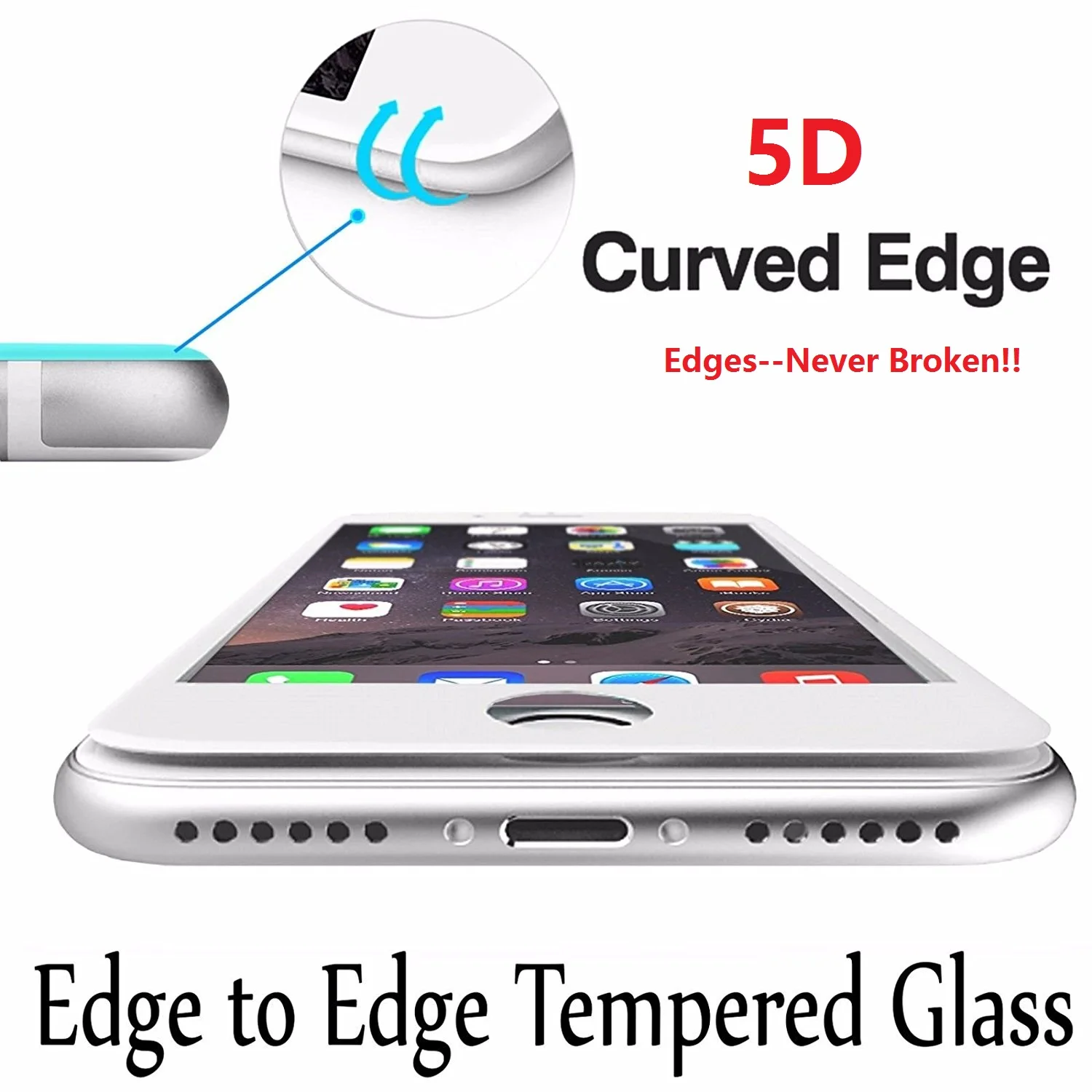 Новая 5D Edge To полная защита из закаленного стекла для экрана пленка iPhone 7 Plus 6 6s
