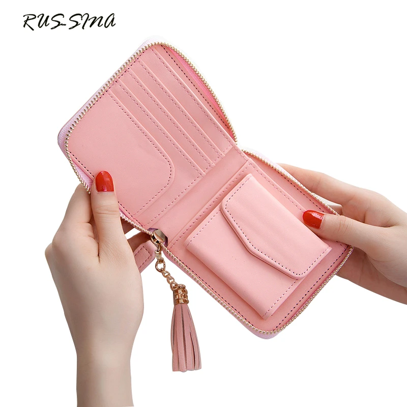 Новинка 2018 весенний короткий женский мини кошелек RUSSMA из искусственной кожи с
