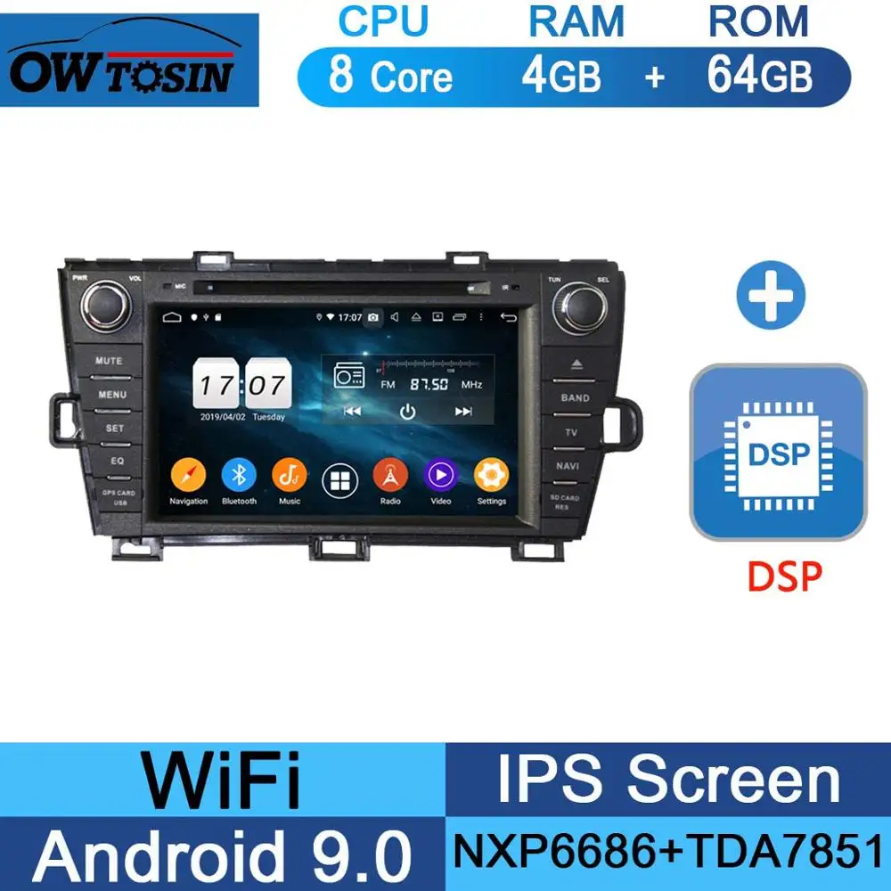64G DSP " ips Восьмиядерный 4 Гб ram+ 64 Гб rom Android 9,0 автомобильный DVD радио gps для Toyota Prius 2009- DSP CarPlay Parrot BT стерео Adas плеер - Цвет: 64G DSP