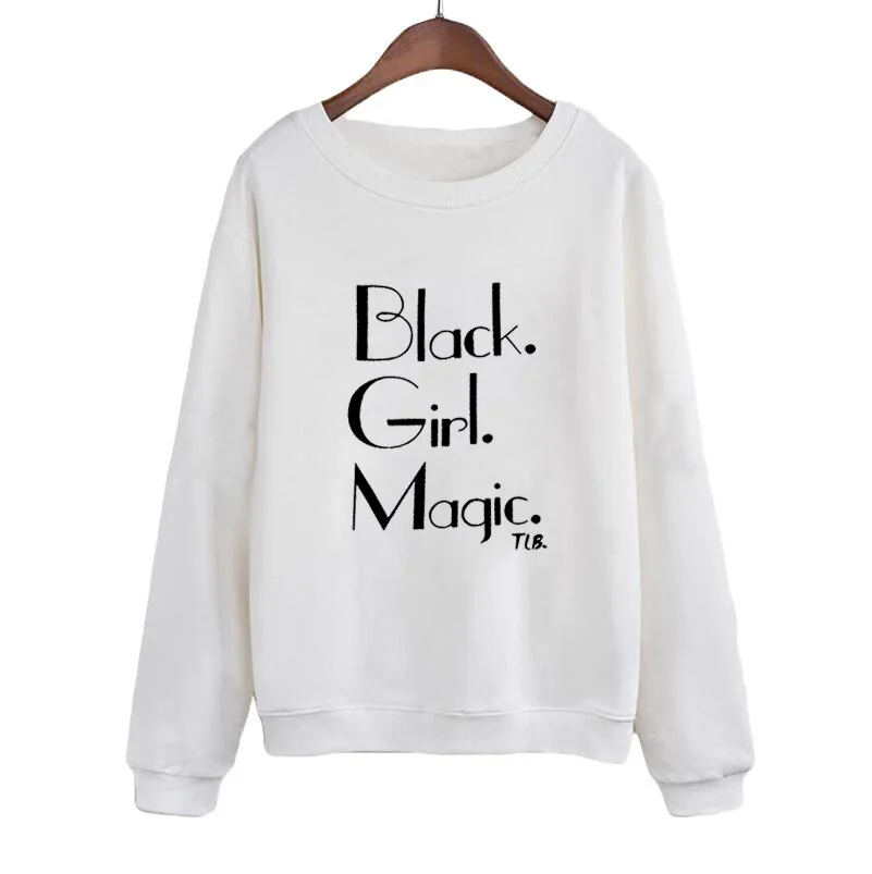 Black Girl Magic Harajuku Sweatshirt Streetwear Fashion Crewneck Hoodies Women White Punk Rock Pullover Funny Clothing | Женская одежда