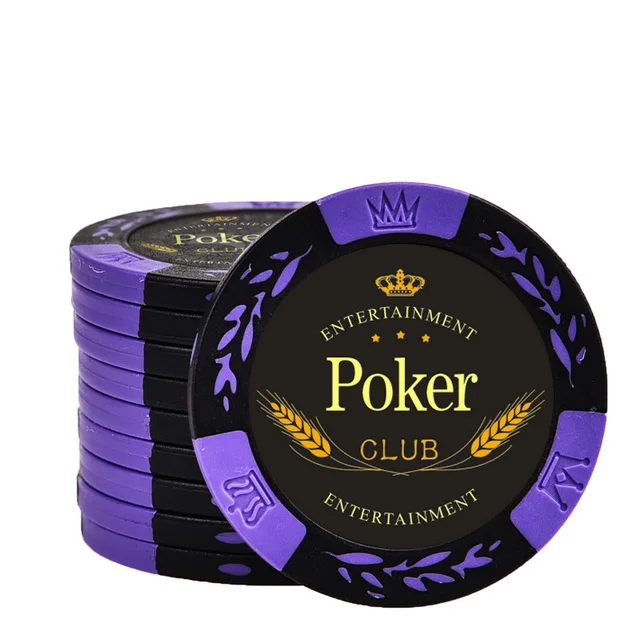 Purple 10 шт./лот Премиум глиняные фишки 14 г без значения PokerClub узор Высокое качество Texas Hold'em покер азартные игры чип казино - Цвет: Purple
