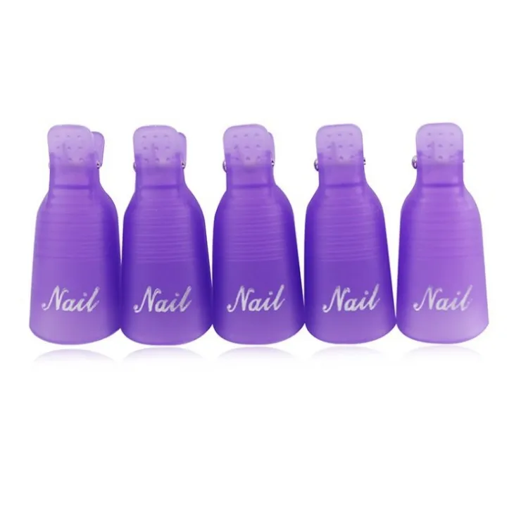 purple 10 шт./компл. зажимы для ногтей Гель-лак для удаления ногтей Soakers УФ-обезжириватель инструмент для удаления лака Пластиковые зажимы Замачивание крышки TRP001 - Цвет: purple