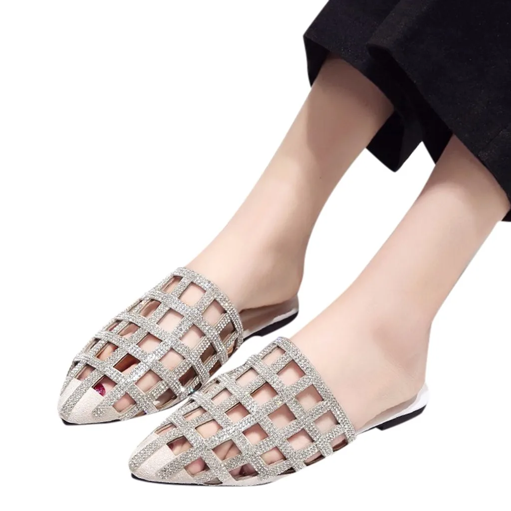 Сланцы SAGACE женские с заостренным носком модные летние туфли на плоской подошве