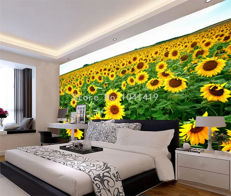 3D обои, пасторальный стиль, Подсолнухи, природа, пейзаж, Фреска, гостиная, спальня, столовая, теплый декор, обои для стен, 3 D