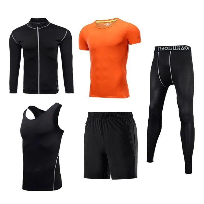 Men sportswear-SS9 Мужская спортивная одежда, эластичные спортивные костюмы, дышащий спортивный костюм для пробежек, тренировок, спортзала, фитнеса, тренировки, одежда для быстросохнущего бега, мужской комплект - Цвет: Men sportswear-SS9