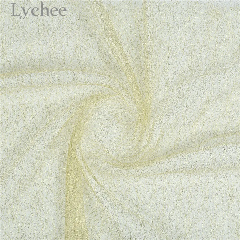 Lychee 1 м золотистая Серебристая цветная Кружевная Сетка Тюлевая ткань сетчатая