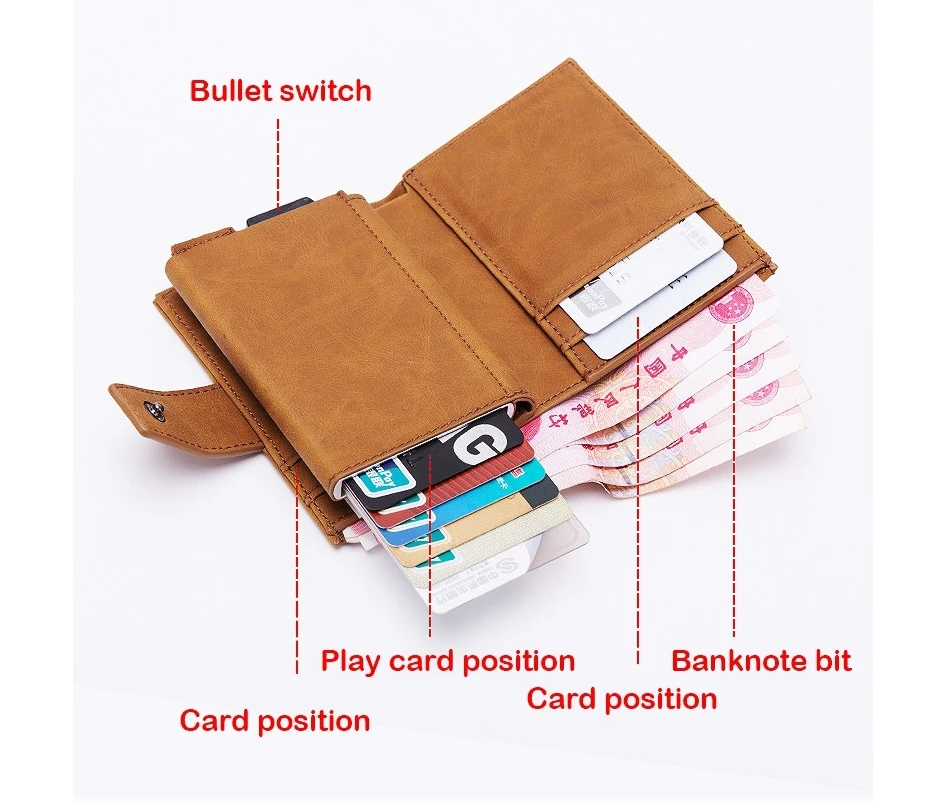 KEEBREAK защита от RFID алюминиевый мужской держатель для карт id держатель для банковской кредитной карты Чехол Мужской кожаный карманный минималистичный кошелек