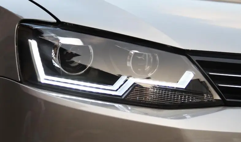 Автомобильные аксессуары от производителя Vland, Головной фонарь для Jetta 2012- для Sagitar, фары с DRL H7 Xenon