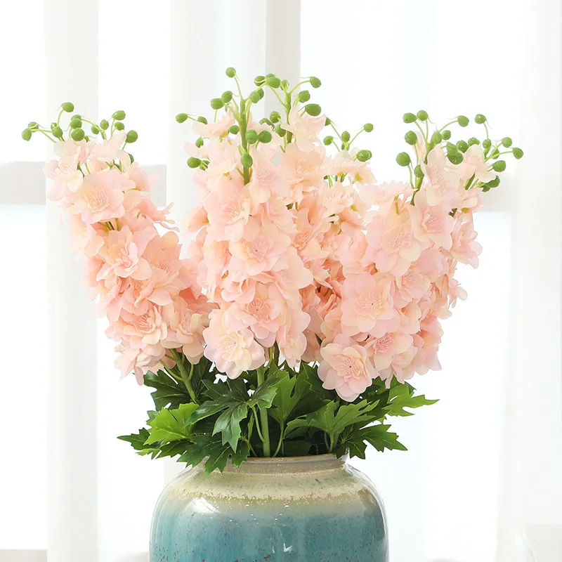 Цветы одна ветка Delphinium Ajacis 80 см длина модная Орхидея DIY искусственный шелк цветок