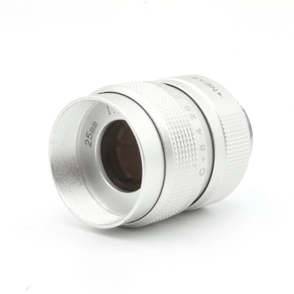 Серебряный 25 мм f/1 4 C крепление CCTV TV объектив корпус для EOS M Micro 4/3 FX N1 NEX Бесплатная