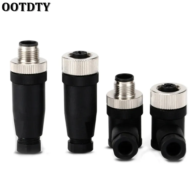 Разъем датчика OOTDTY M12 водонепроницаемый штекер и гнездо с прямым угловым винтом