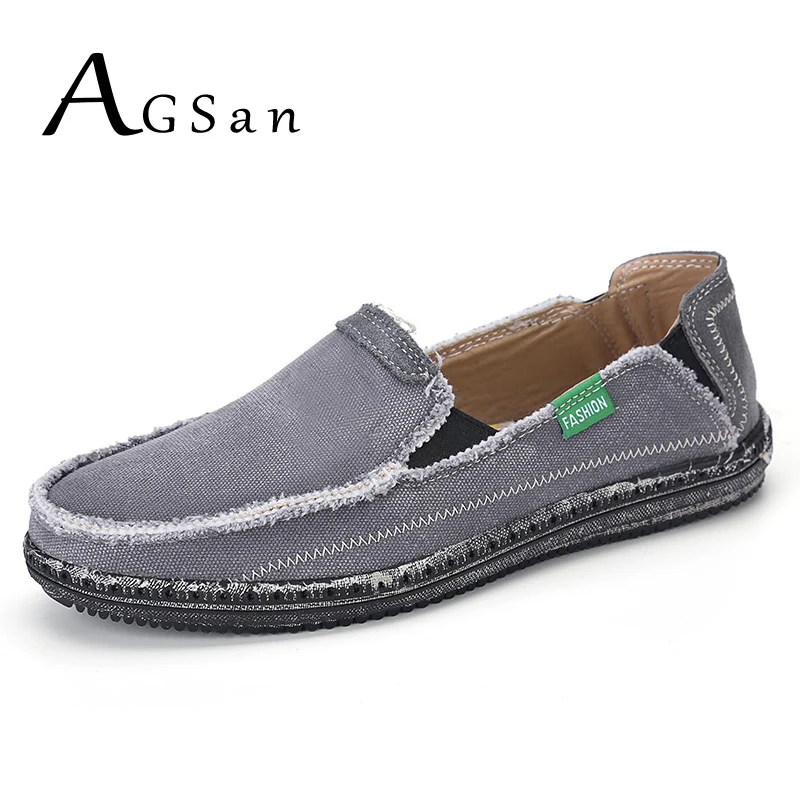 AGSan Men Canvas Casual Shoes Slip On Flats Classic Driving Comfortable Moccasins Mens Lazy Big Size 46 45 | Обувь