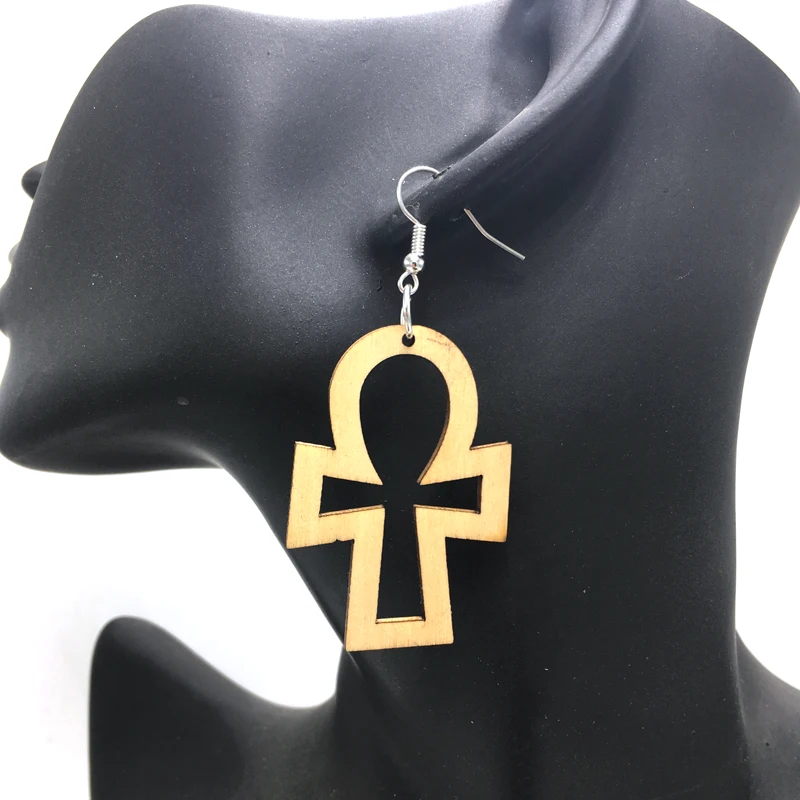 Бесплатная доставка! Ankh деревянные серьги можно смешать 2 вида цветов|wooden earrings|wood