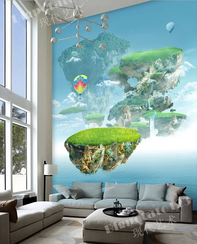 3d фрески на заказ воздушный шар плавающий остров пейзаж красивое небо мечты
