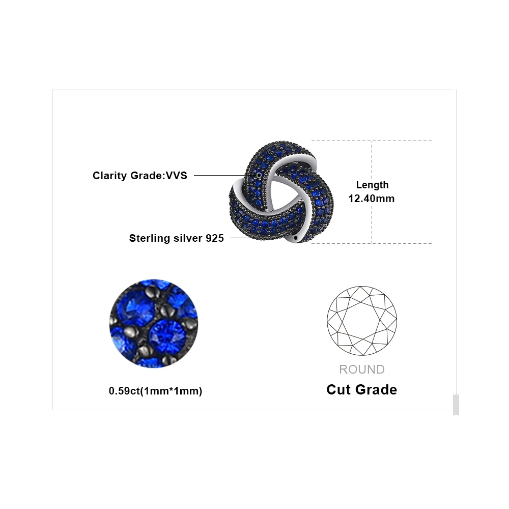 Jewelrypalace цветок 0.6ct создан синий шпинель заклепки Серьги натуральная 925 серебро