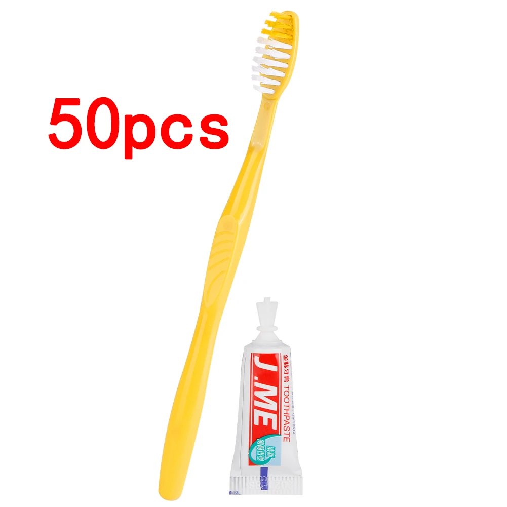50pcs 100/50 комплектов одноразовая зубная щетка для гостиницы с зубной пастой, чистящий инструмент для зубов, портативная зубная щетка, набор для кемпинга и путешествий - Цвет: 50pcs