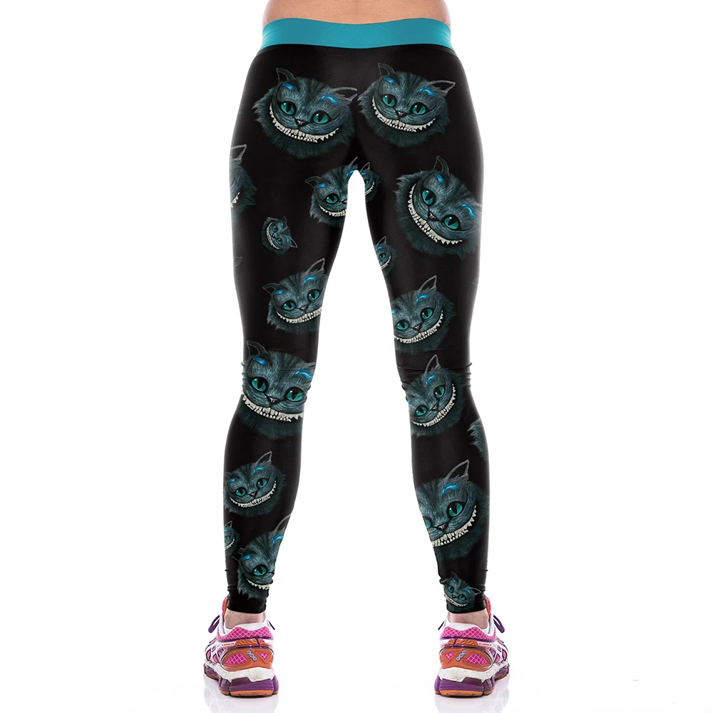 Alice's Adventures In Wonderland Women's Leggings The Cheshire Cat Print 3d Legins High Elastic Waist Band Slim Fitness Leggings