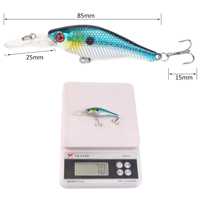 Рыболовная приманка 6 цветов 85 мм 7 г Minnow Crank качество Professional глубина 1-2 м 3D глаза