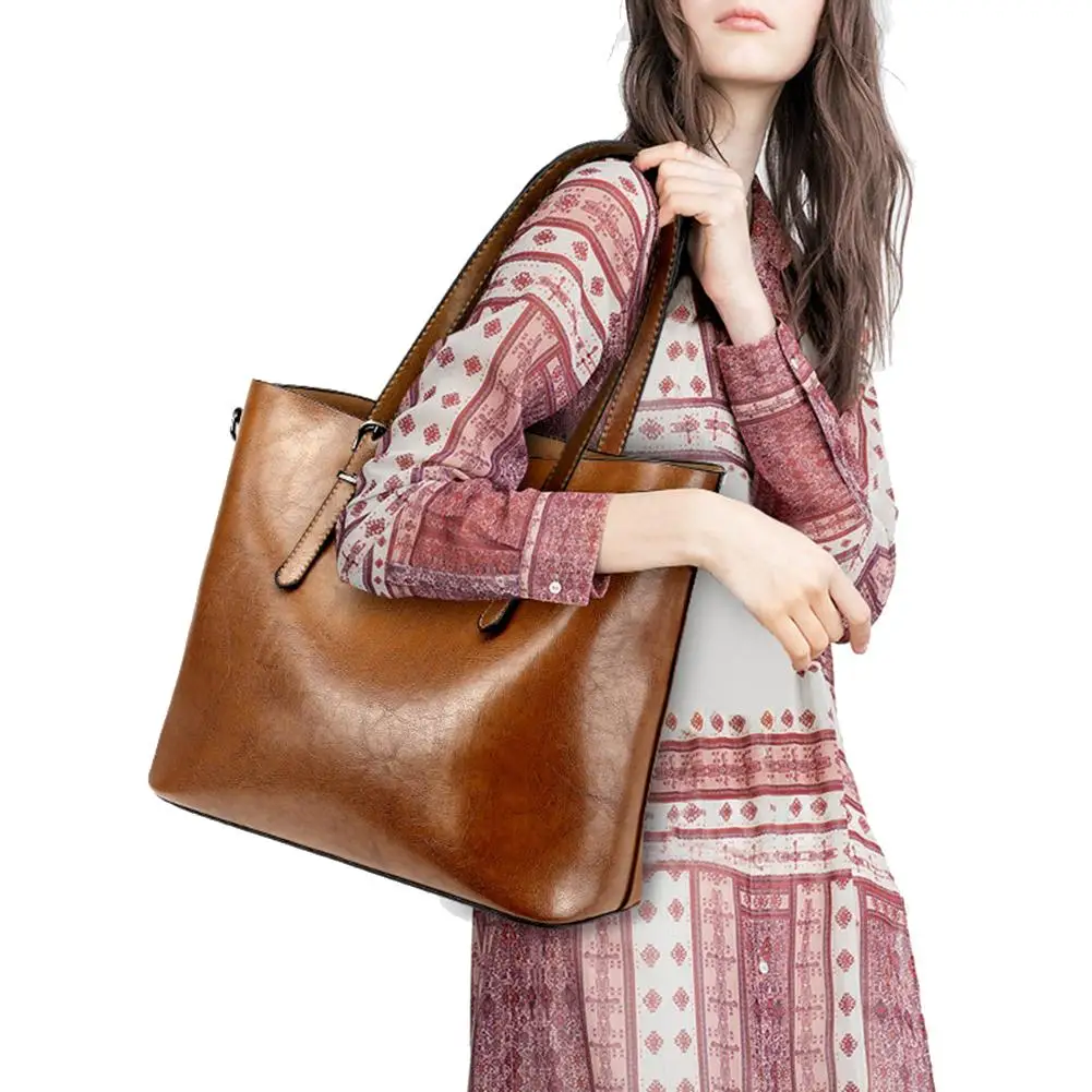 Женская однотонная вместительная сумка через плечо в стиле ретро | Багаж и сумки