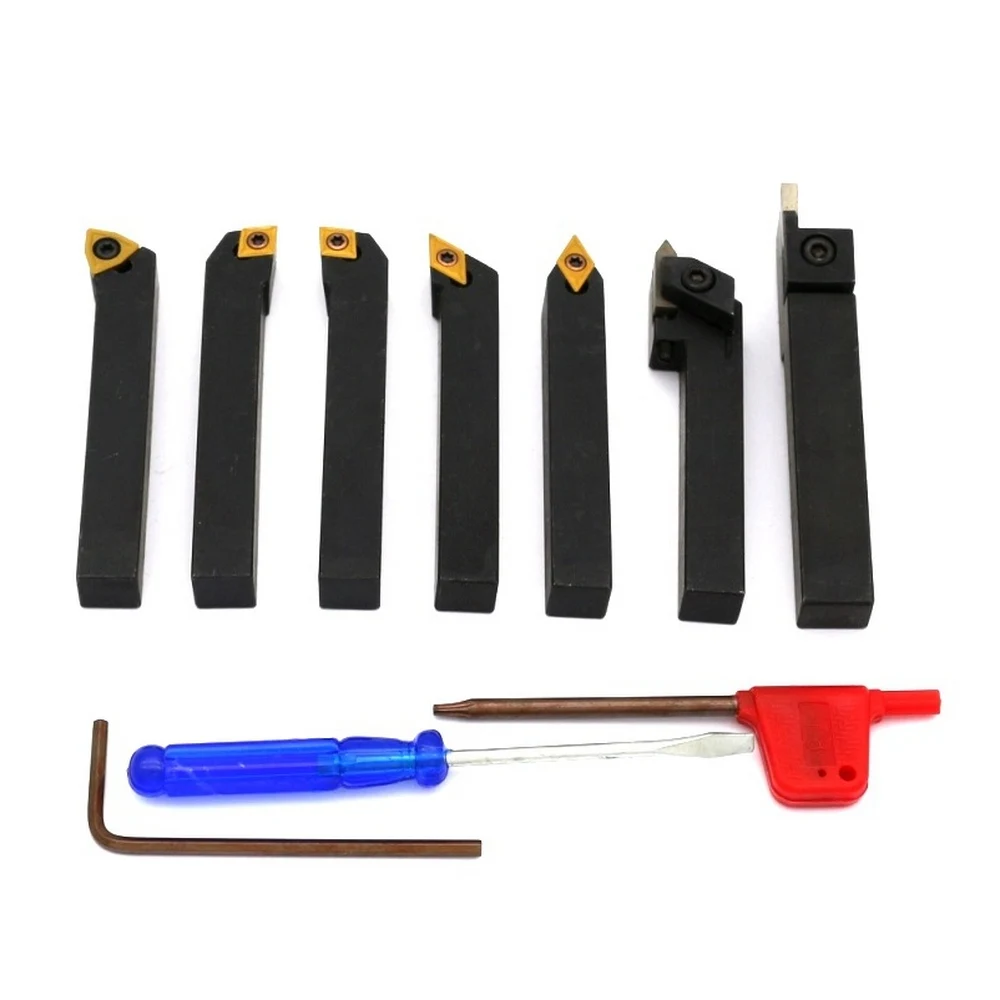 7Pcs Titanium-plated Cutter Head Set 10MM Gold Turning Tool Practical Indexable Multifunction Heads Carbide | Инструменты