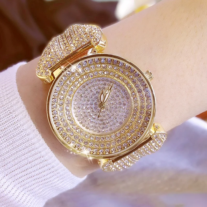 Женские наручные часы роскошные с кристаллами стразы популярные под платье