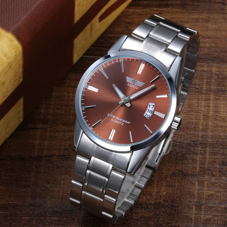 Новинка 2019 Топ бренд с календарем Циферблат из нержавеющей стали ремешок Часы