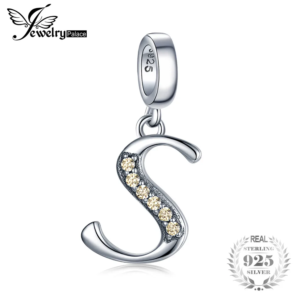 JewelryPalace Золотой Желтый кубический цирконий буквой S подвеска круглая Fit Браслеты