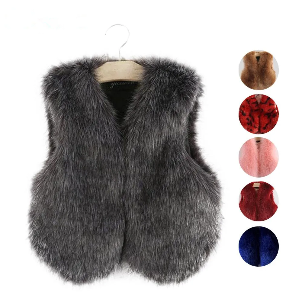 2018 новый осенне зимний жилет из искусственного меха для девочек Теплый меховой