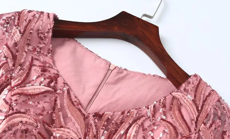 Новый летний Стиль Знаменитостей v образным вырезом кружева вышивка блесток