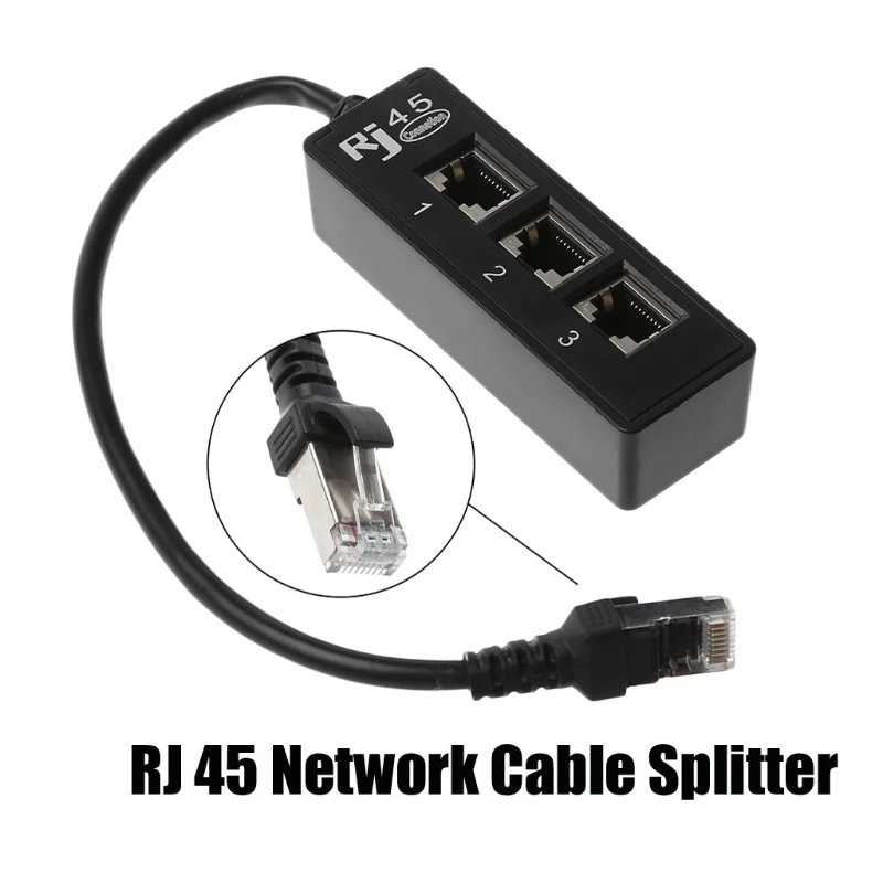 1 компл. Сетевой разветвитель LAN Ethernet RJ45 штекер на 3 гнезда соединитель Адаптер