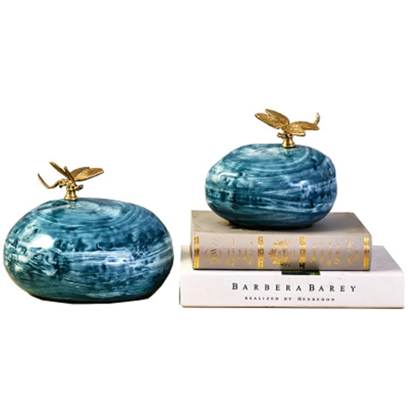 

Chinese Style Hand Painted Simulation Stone Dragonfly Ceramics Decoration Creative Living Room Desktop Decoration X2007