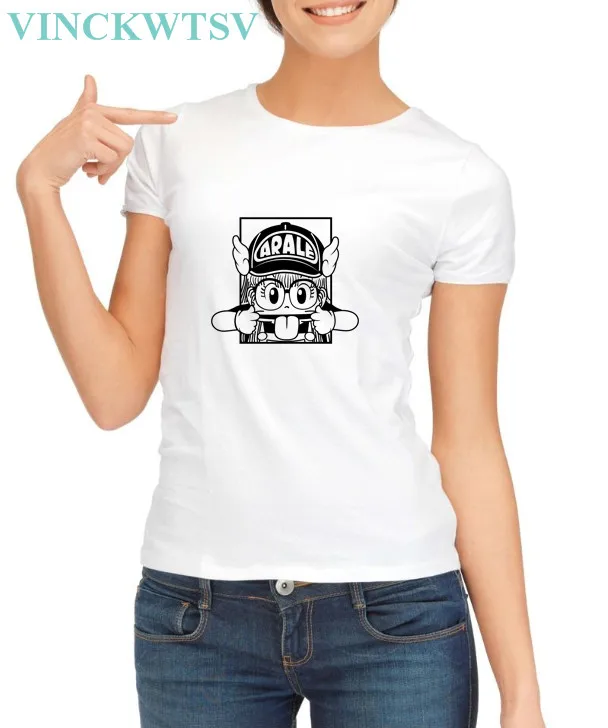 Vinckwtsv японский Harajuku Arale футболка Для женщин мультфильм печати Модальные женский