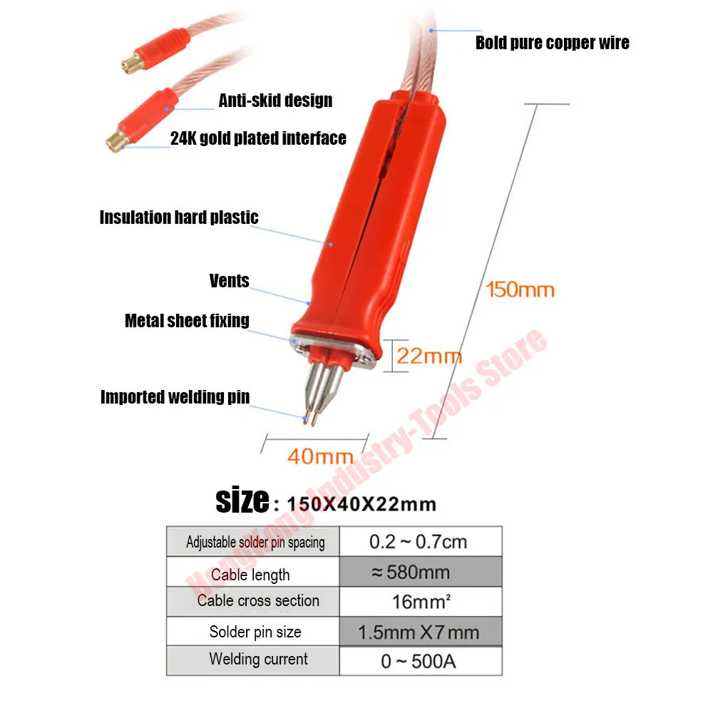 

HB-70B Adjustable Battery spot Welding Pen for Lithium 18650 Battery Spot Welder + 6Pairs Small Welding Pin for 709A 719A 709AD