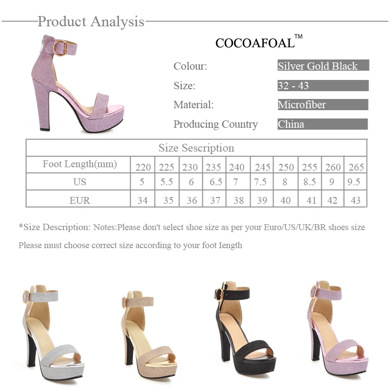COCOAFOAL/женские фиолетовые свадебные босоножки большие размеры 32 43 на высоком
