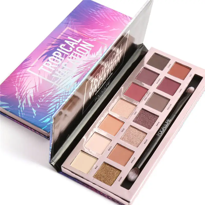 Focallure тени для век Палитры Матовый Блеск Shimmer тропические каникулы с Кисточки 14