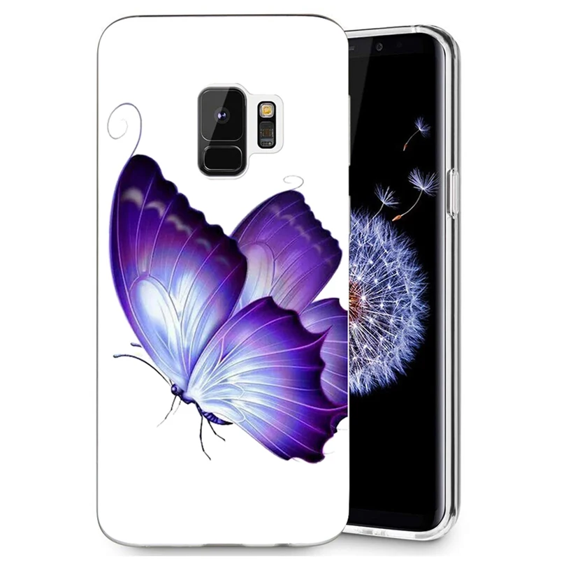 Чехол-бабочка с белым цветком для телефона Samsung Galaxy S3 S9 S9Plus S8 Plus S7 edge Note 8