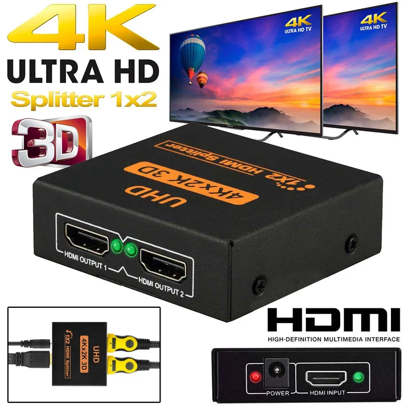 Сплиттер 1 в 2 совместимый с выходами сплиттер 4 выхода HDCP 1080P 4K двойной дисплей для