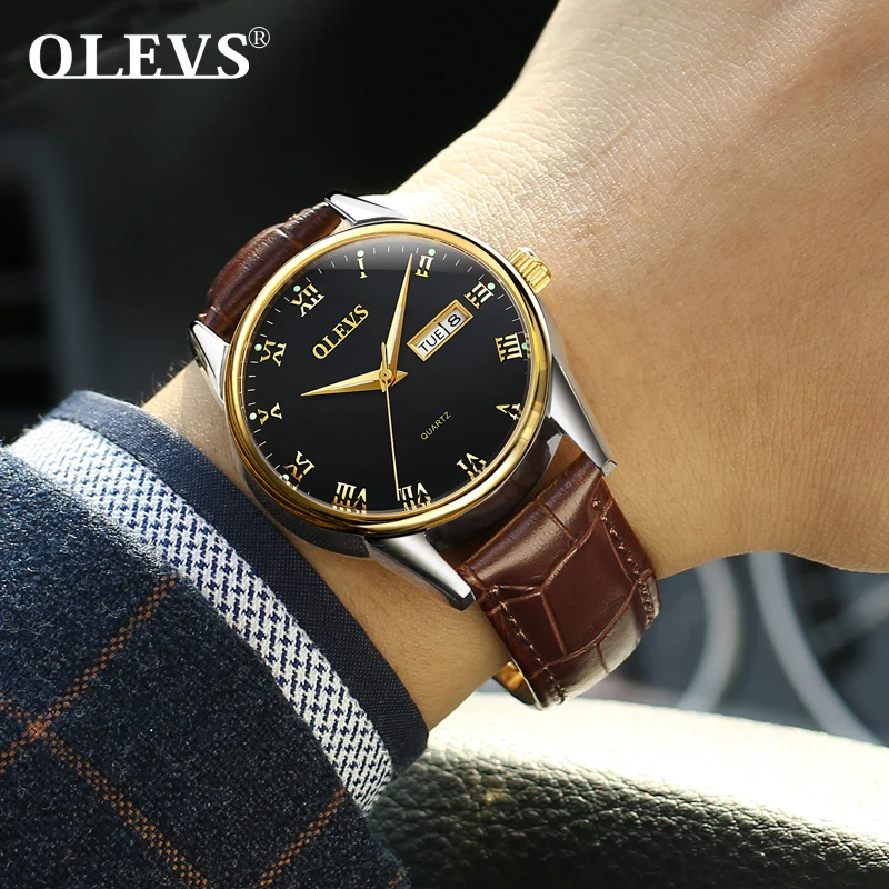 

OLEVS Brand Quartz Watch Men Business Leather Luminous Watches Sport Clock Fashion Casual Luxury Wrist watch Relogio Masculino