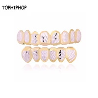 tophiphop unisex braces gold silver grillz party decoration hip hop mens grill hip hop rock cosplay jewelry