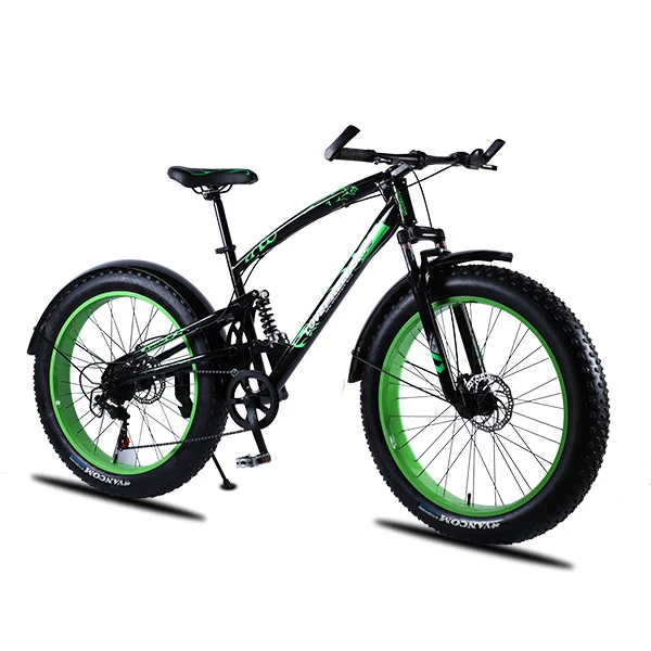 7 speed Black green Любят свободу высокое качество велосипеда 7/21/24/2 7 Скорость 26*4,0 с крупными покрышками для езды по передние и задние амортизаторы двойной дисковый тормоз амортизационная вилка для велосипеда - Цвет: 7 speed Black green