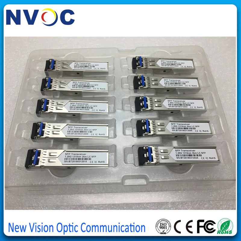10 шт./лот Φ 1 25G 1310nm MMF GE SFP Трансивер 2KM DDM Волоконно оптический LC DX волоконный модуль