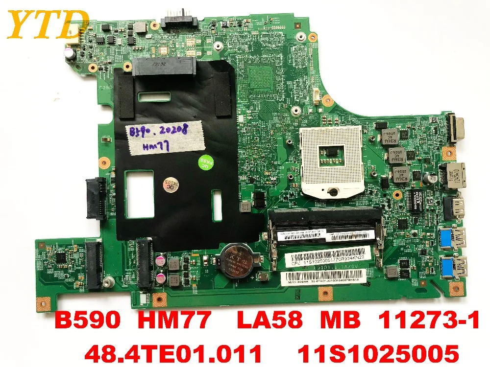 Original for Lenovo B590  laptop motherboard B590 HM77 LA58 11273-1 48.4TE01.011 11S1025005 tested good free shipping connectors