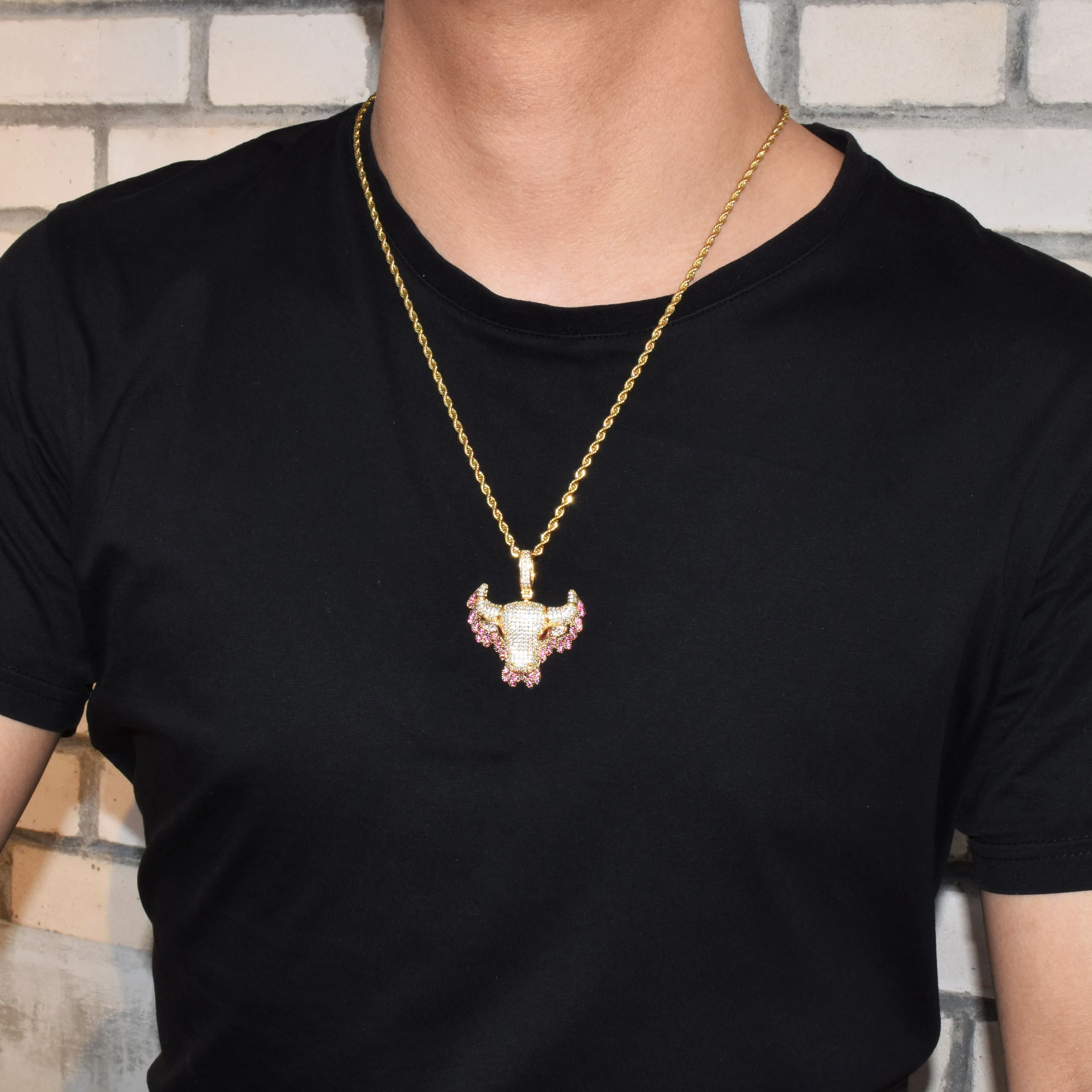 Животное капельного колье в виде коровы & Золотой кулон Цвет Bling кубического