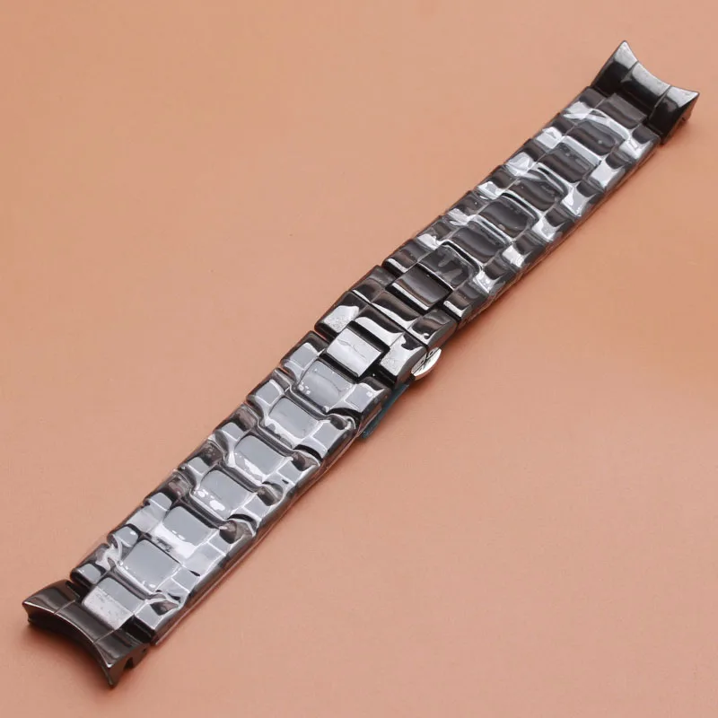 

Watchbands 22mm High Quality Ceramic Watchband black Diamond Watch fit brand 1400 1403 1410 1442 Man watch Bracelet curved ends