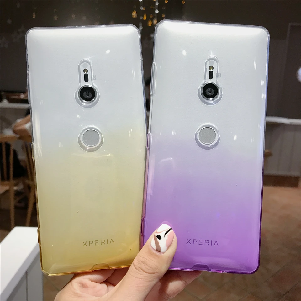 Градиентный силиконовый чехол из ТПУ для Sony XZ3 XZ XZ1 XZ2 XZ4 Compact Z5 Xperia X XA XA1 XA2 XA3 Ультра