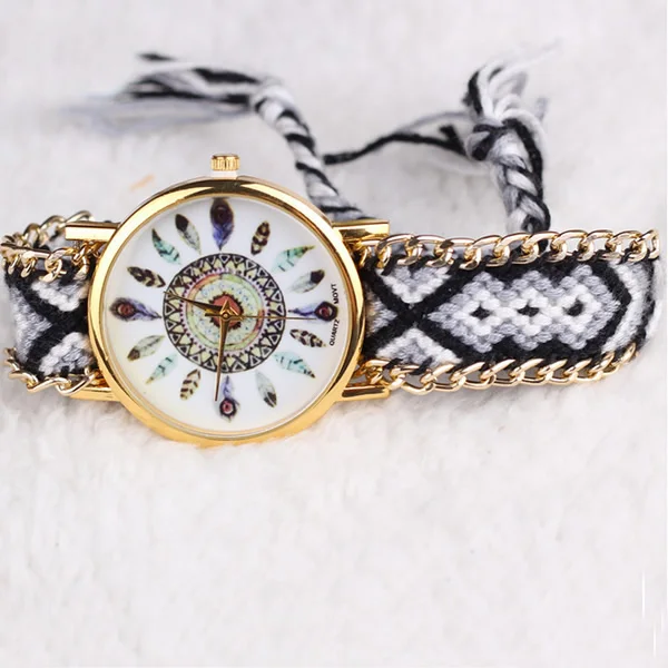 Часы Relojes GENEVA женские наручные часы ручной работы с плетеным браслетом кварцевые