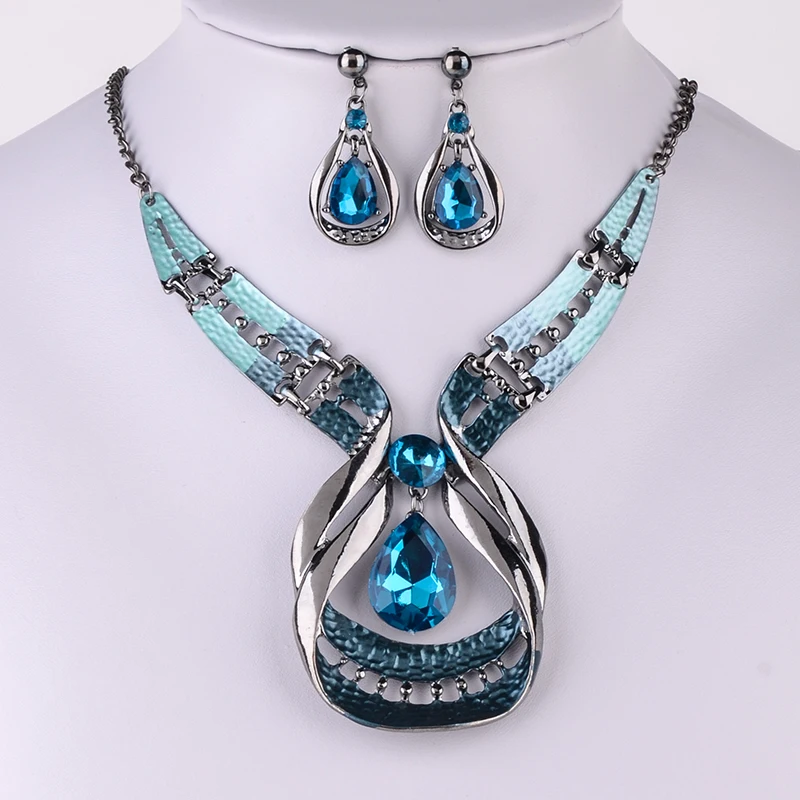 Женский комплект из колье и серёг с кристаллами|necklace earring set|earrings setfashion earrings set |